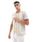 Фото #1 товара Hollister short sleeve pattern knit buttonthrough shirt in stone/white