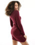 Hollister mock neck knitted dress in burgandy