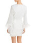 Wayf Women Feather Wrap Mini Dress White Size Small
