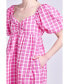 Фото #4 товара Women's Gingham Linen Sweetheart Baby Doll Dress