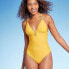 Фото #1 товара Women's Plunge Hardware Trim Cheeky One Piece Swimsuit - Shade & Shore Yellow M