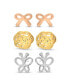 ფოტო #1 პროდუქტის Ladies Tri Colored Earring Set, 3 Piece