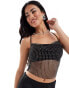 ASOS DESIGN cowl neck cami top in hotfix fishnet in black