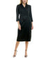 Фото #1 товара Women's 3/4-Sleeve Blazer Satin Wrap Dress