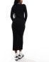 Фото #2 товара ASOS DESIGN knitted crew neck midaxi dress with tie cuff detail in black