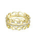 ფოტო #3 პროდუქტის Sterling Silver 14K Gold Plated Clear Cubic Zirconia Wide Band Ring