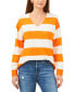 Фото #1 товара Vince Camuto Cozy V-Neck Striped Sweater Orange XL