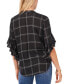 Фото #2 товара Plaid Flutter Sleeve Henley Blouse