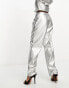 Фото #4 товара Closet London metallic trouser co-ord in silver