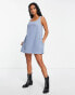 ASOS DESIGN Petite a-line cord pinny dress in blue