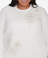 ფოტო #2 პროდუქტის Plus Size Classic Sherpa Floral Embroidered Sweater