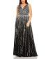 ფოტო #4 პროდუქტის Women's Plus Size Sequined Striped Sleeveless V Neck A Line Gown