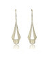 Sterling Silver Clear Zirconia Drop Ribbed Pear Alike Earrings