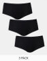 ASOS DESIGN 3 pack ribbed briefs in black