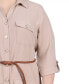 Plus Size 3/4 Sleeve Safari Style Belted Shirt Dress