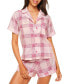 ფოტო #1 პროდუქტის Women's Lucero Short Sleeve Top & Shorts Pajama Set