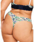 Plus Size Aleena Thong Panty Floral White, XLARGE - фото #3