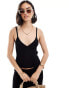 ASOS DESIGN knitted strappy v neck cami top in black Черный, L - EU 44-46 - фото #1