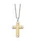 Фото #2 товара Chisel brushed Yellow IP-plated Cross Pendant Box Chain Necklace