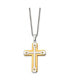 Brushed Yellow IP-plated Cross Pendant Box Chain Necklace