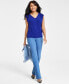 Фото #4 товара Women's V-Neck Ruched-Shoulder Top, Created for Macy's