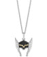 ფოტო #1 პროდუქტის Black Diamond (1/6 ct. t.w.) & White Diamond (1/10 ct. t.w.) Thor Helmet 18" Pendant Necklace in Sterling Silver & Gold-Plate