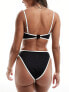 ASOS DESIGN mix and match contrast binding high leg high waist bikini bottom in black