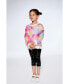 ფოტო #2 პროდუქტის Girl Long Sleeve Mesh Top Rainbow Print - Child