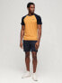 Superdry Cotton essential logo baseball t-shirt in ochre yellow marl/eclipse navy