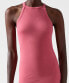 ATM Anthony Thomas Melillo Stretch-Modal Ribbed High Neck Midi Dress Pink S