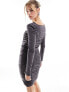 Фото #7 товара Object ruched jersey bodycon mini dress with square neck in grey