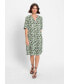 ფოტო #7 პროდუქტის Women's Elbow Sleeve Leaf Print Dress