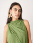 ASOS EDITION sleeveless drape detail maxi dress with plate trim in green