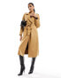 New Look suedette trench coat in light brown