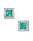 Серьги Macy's Emerald & Diamond Square Halo