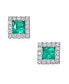 Фото #1 товара Серьги Macys Emerald & Diamond Square Halo Stud