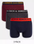 Jack & Jones trunks 3 pack with contrast waistband