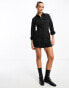 ASOS DESIGN denim fitted shirt dress in black