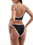 ASOS DESIGN mix and match contrast binding high leg hipster bikini bottom in black 34 - фото #5