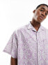 Фото #8 товара ASOS DESIGN boxy oversized revere linen mix shirt in lilac print