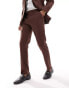 Фото #2 товара ASOS DESIGN slim with linen suit trouser in brown