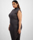 Фото #4 товара Trendy Plus Size Ruched-Side Mock-Neck Dress