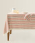 Striped cotton jacquard tablecloth