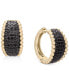 ფოტო #1 პროდუქტის Black Diamond Bead Edge Small Hoop Earrings (1 ct. t.w.) in 14k Gold, Created for Macy's