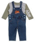 ფოტო #1 პროდუქტის Baby Boys Embroidered Shirt and Denim Overall, 2 Piece Set