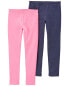 Kid 2-Pack Pink & Navy Leggings 6-6X