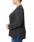 ფოტო #3 პროდუქტის Plus Size Solid V-Neck High-Cuff Sweater