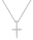 Фото #1 товара Macy's cubic Zirconia Cross 16" Pendant Necklace in Sterling Silver