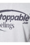 Slogan Baskılı Tişört Dar Kesim Bisiklet Yaka Pamuklu
