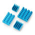 Фото #1 товара Set of heat sinks for Raspberry Pi - with heat transfer tape - blue - 4pcs.